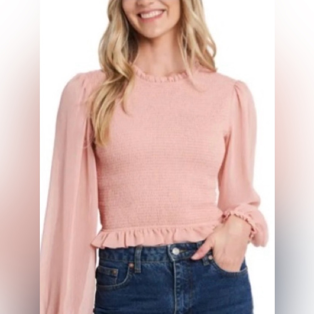 CeCe Soft Pink Blouse with Long Sleeves. Size M.